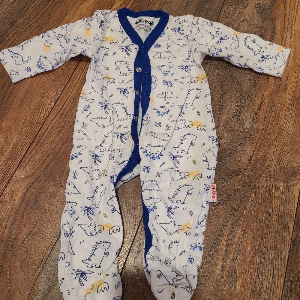 Dinosaur Button Up One Piece Footie Pajamas